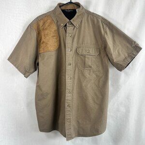 Walls Button Up Short Sleeve Shirt 100% Cotton Men's Size Large Brown